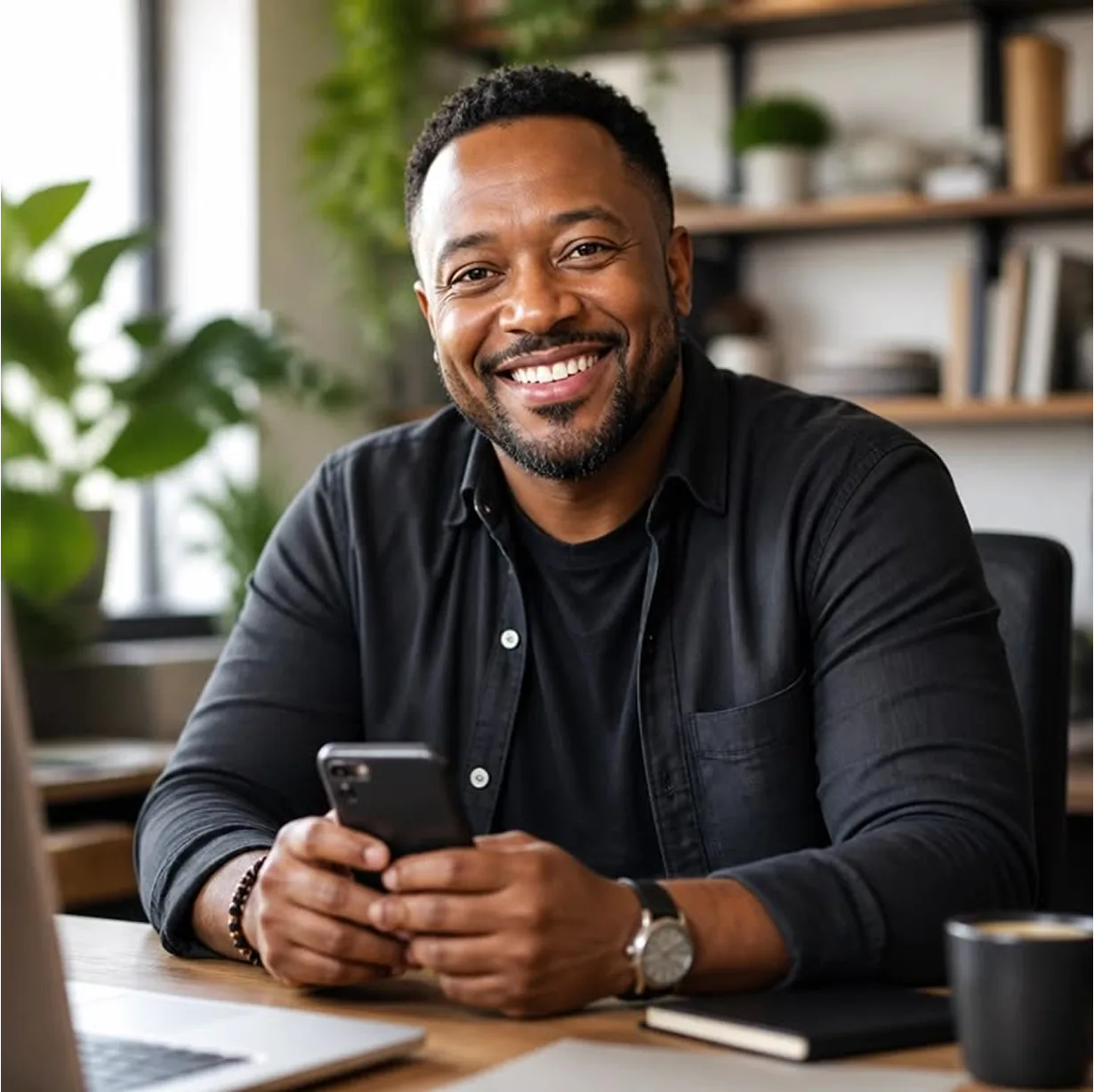 A business owner reviewing payroll information
